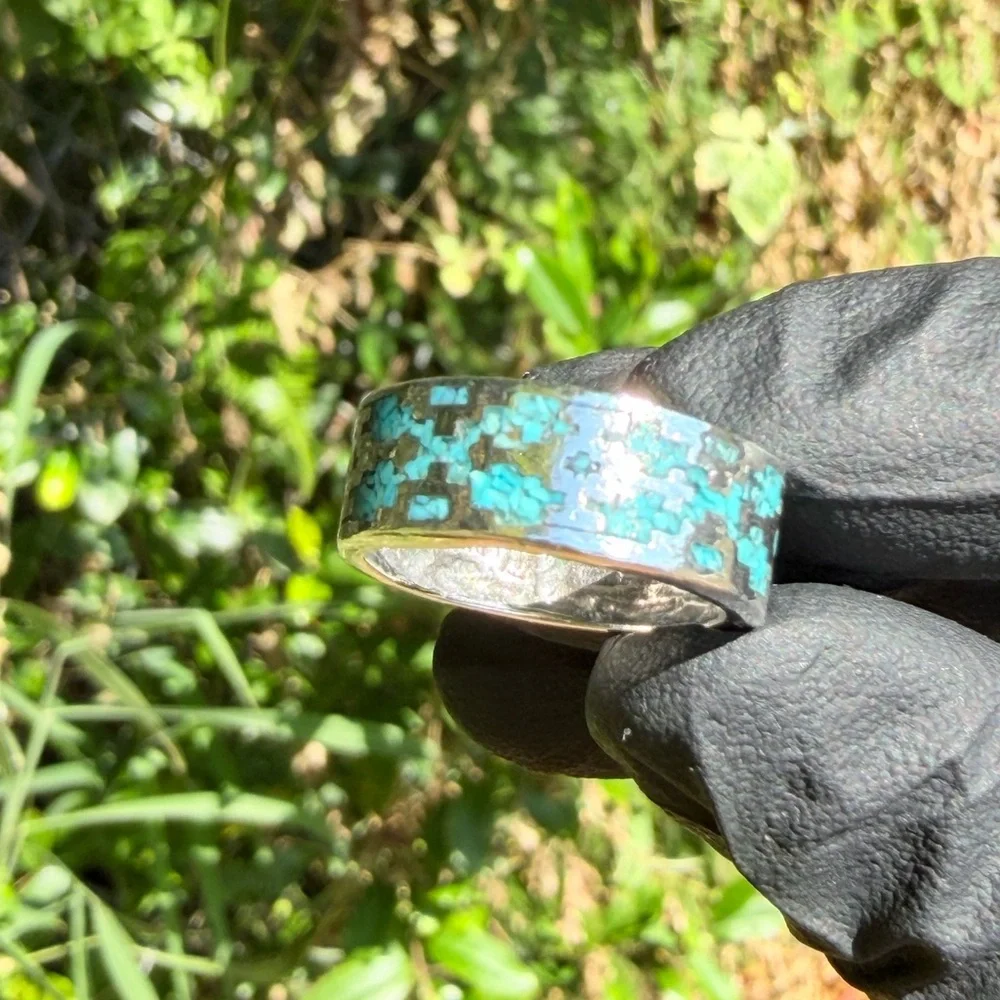 Sterling Ring with Blue Turquoise Accents